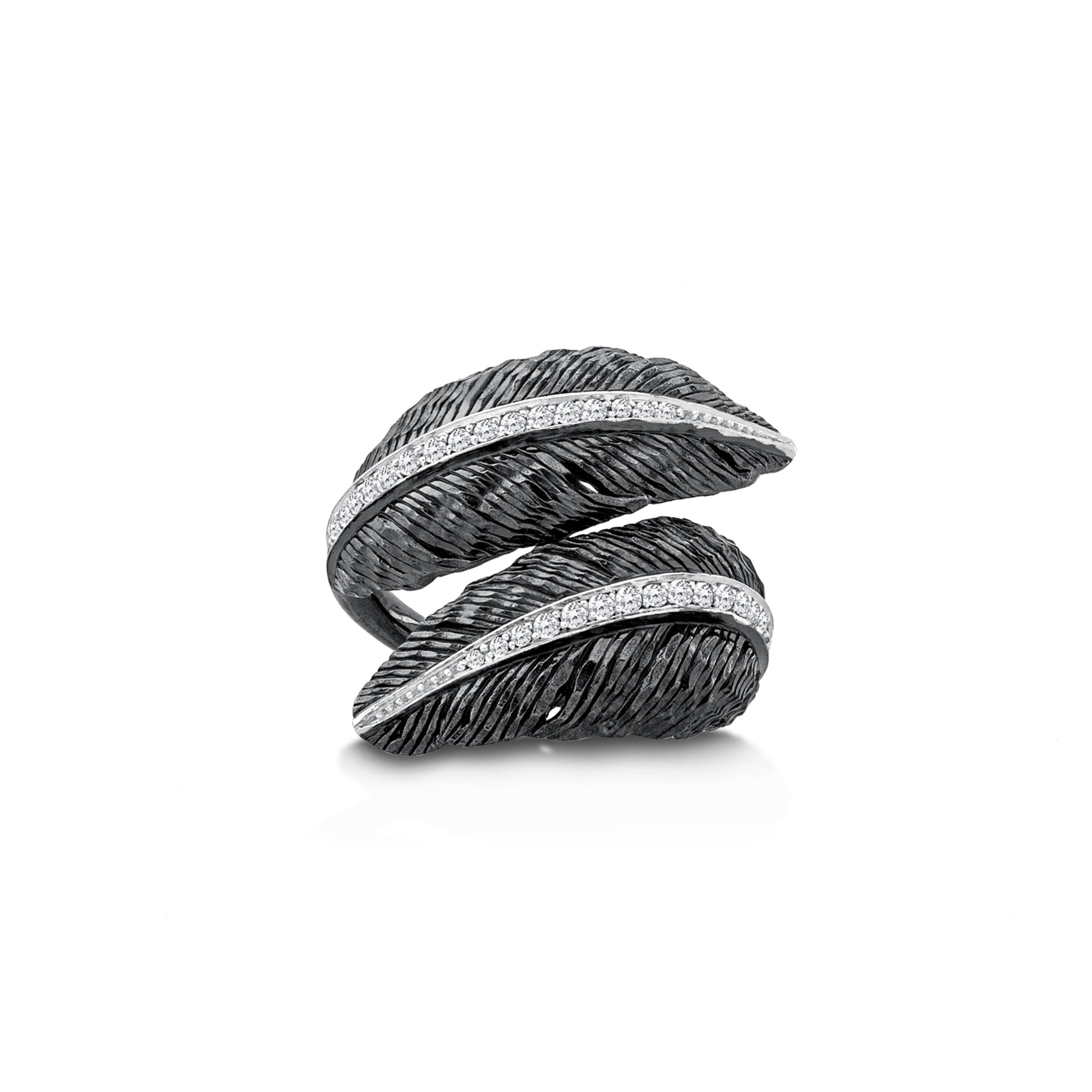 Michael Aram Feather Cuff Ring with Diamonds