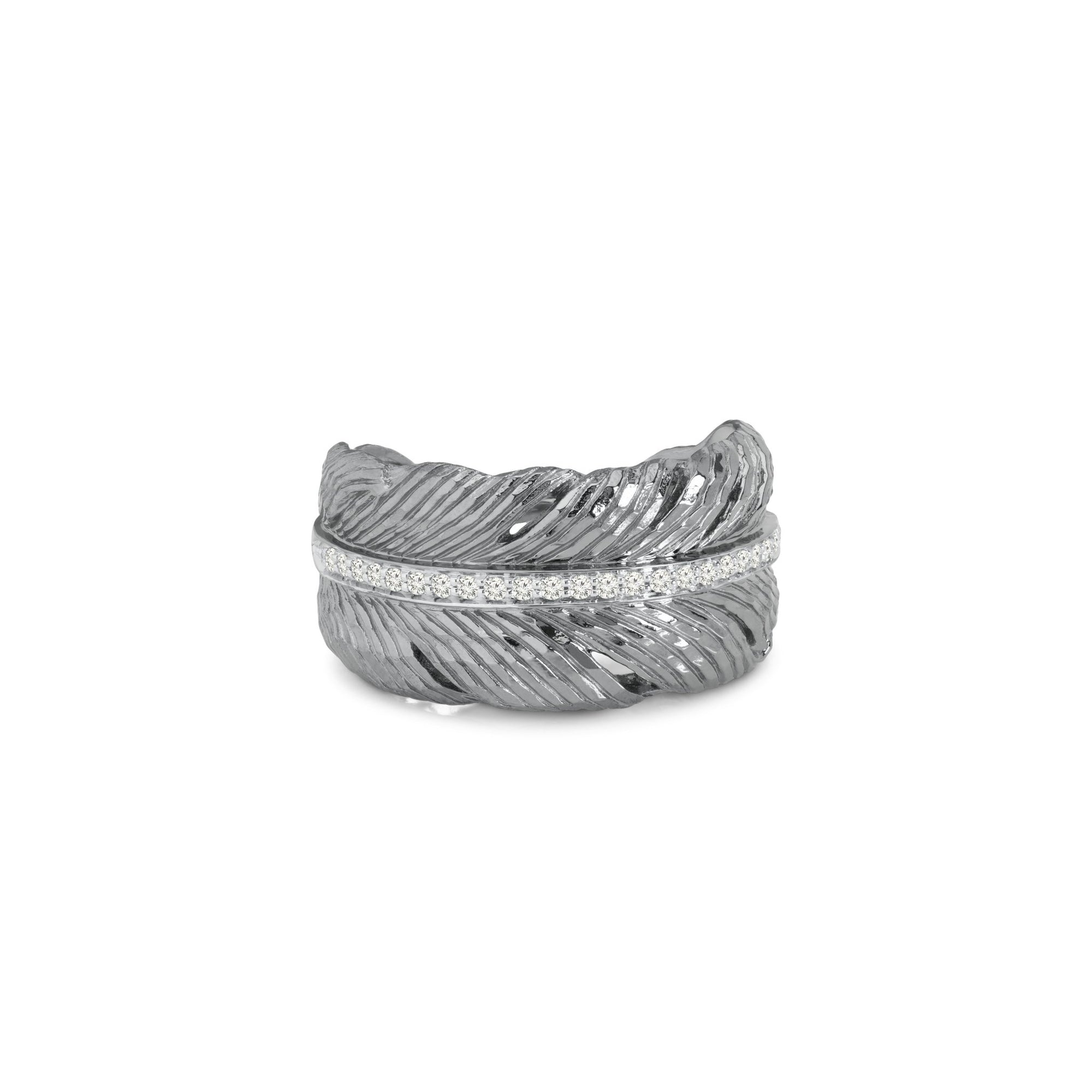 Michael Aram Feather Cuff Ring with Diamonds