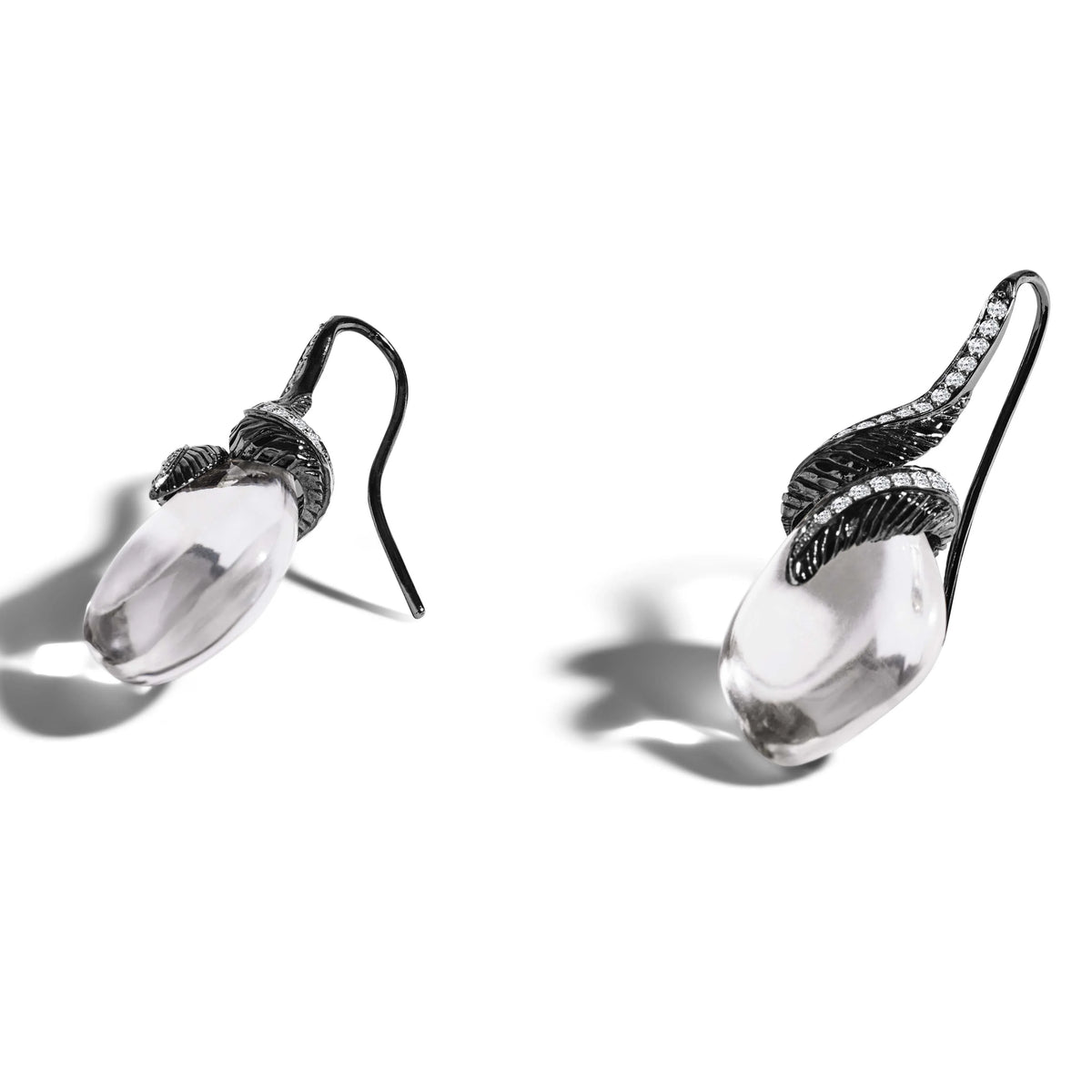 Michael Aram Feather Earrings with Crystal and Diamonds