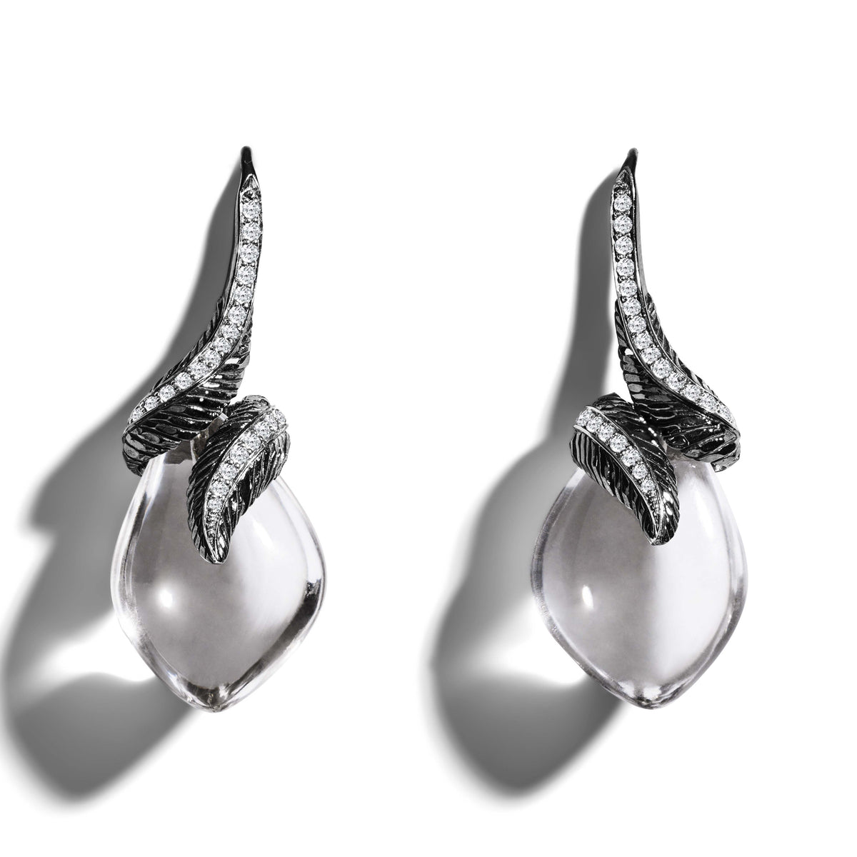 Michael Aram Feather Earrings with Crystal and Diamonds