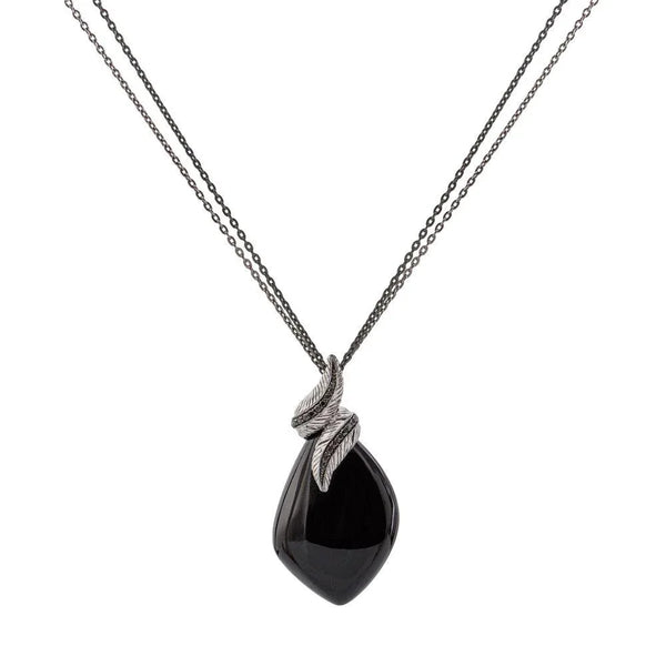 Michael Aram Feather Necklace with Black Onyx and Diamonds