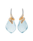 Michael Aram Feather Wrap Earrings w/ Blue Topaz & Diamonds in 18K Yellow Gold