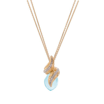 Michael Aram Feather Wrap Necklace w/ Blue Topaz & Diamonds in 18K Yellow Gold