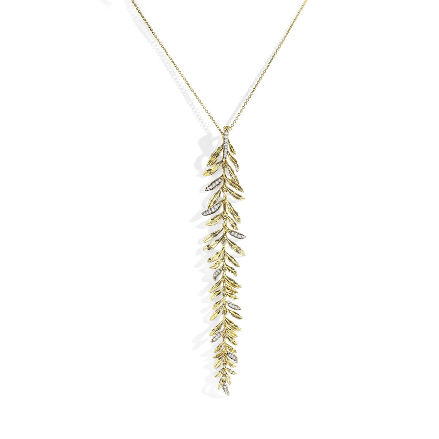Laurel Leaf Drop Necklace with Diamonds – Michael Aram