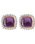 Michael Aram Molten 12mm Cushion Earrings w/ Amethyst in 18K Yellow Gold & Sterling Silver