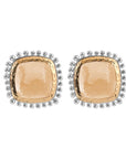 Michael Aram Molten 12mm Cushion Earrings w/ Gold Doublet in 18K Yellow Gold & Sterling Silver