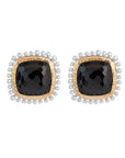 Michael Aram Molten 12mm Cushion Earrings w/ Hematite in 18K Yellow Gold & Sterling Silver