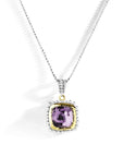 Michael Aram Molten 14mm Cushion Pendant w/ Amethyst in 18K Yellow Gold & Sterling Silver