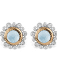 Michael Aram Molten 5mm Round Stud Earrings w/ Blue Topaz in 18K Yellow Gold & Sterling Silver