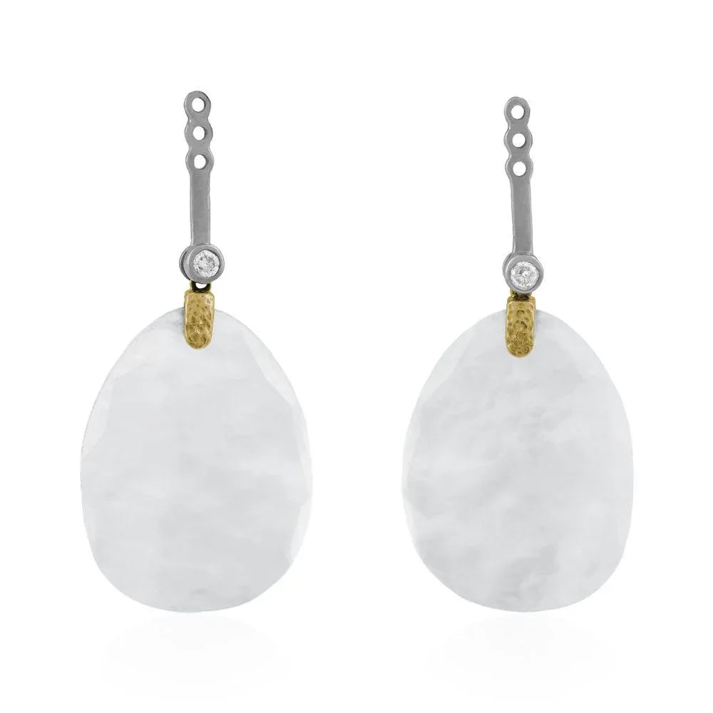 Michael Aram Molten Detachable Earring Drops w/ Crystal & Diamonds in 18K Yellow Gold & Sterling Silver