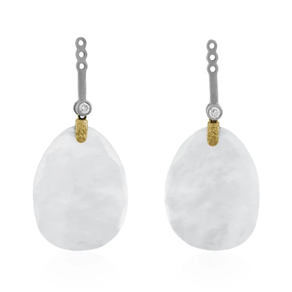 Michael Aram Molten Detachable Earring Drops w/ Crystal & Diamonds in 18K Yellow Gold & Sterling Silver