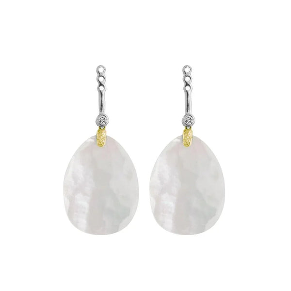 Michael Aram Molten Detachable Earring Drops w/ Mother of Pearl Doublet & Diamonds in 18K Yellow Gold & Sterling Silver