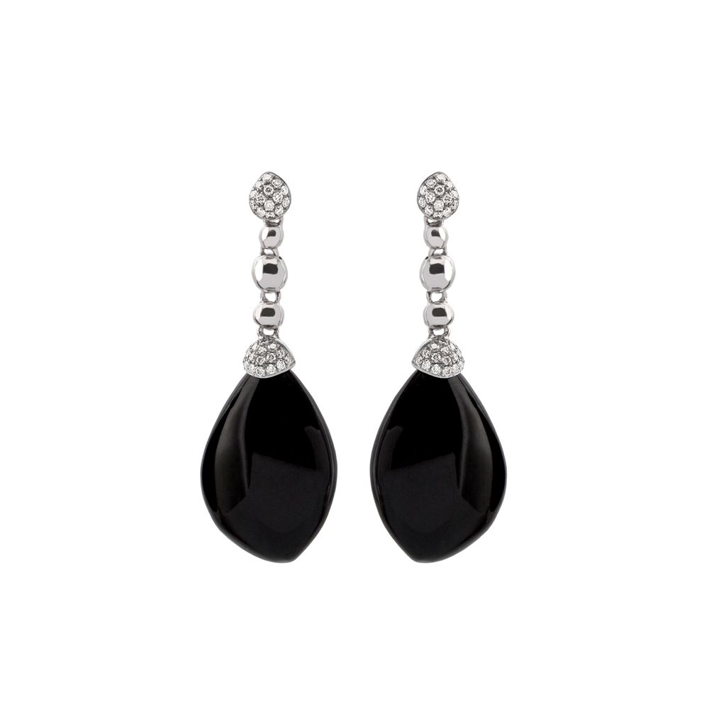 Michael Aram Molten Drop Earrings w/ Black Onyx & Diamonds in Sterling Silver