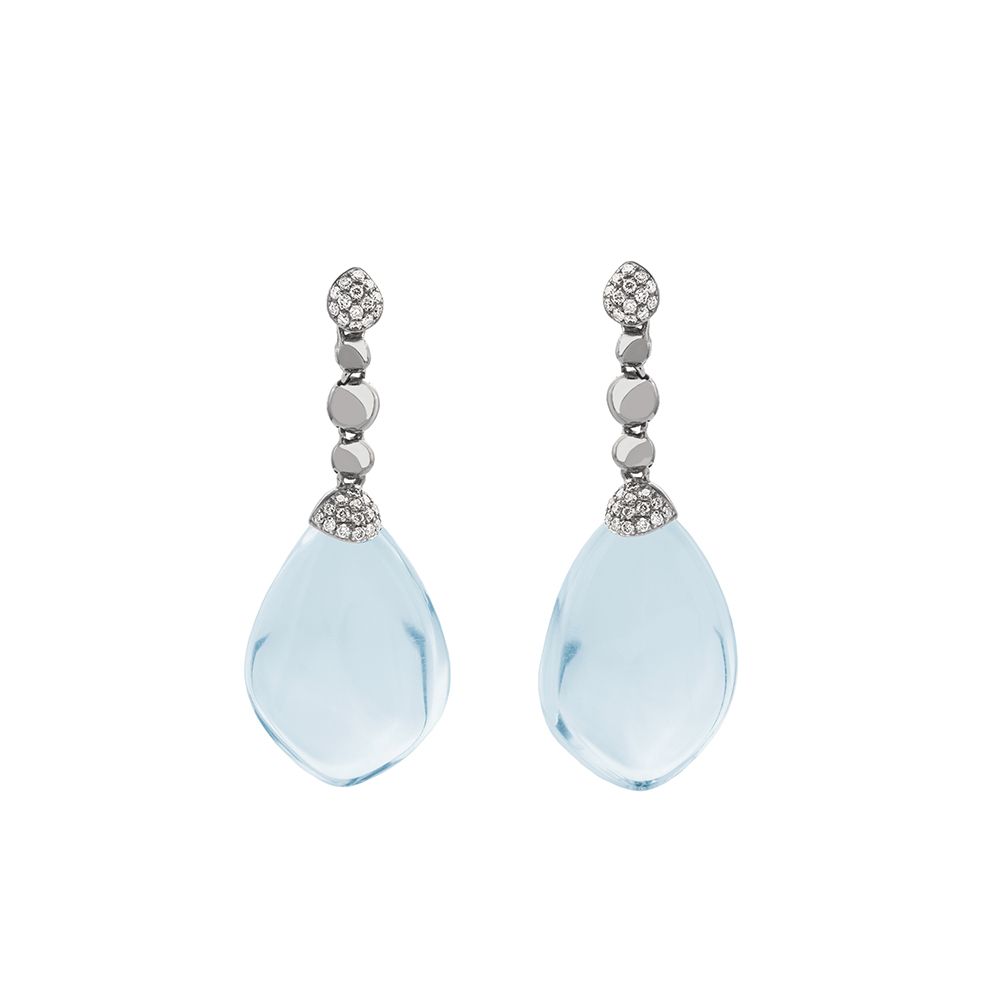 Michael Aram Molten Drop Earrings w/ Blue Topaz & Diamonds in Sterling Silver