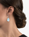 Michael Aram Molten Drop Earrings w/ Blue Topaz & Diamonds in Sterling Silver