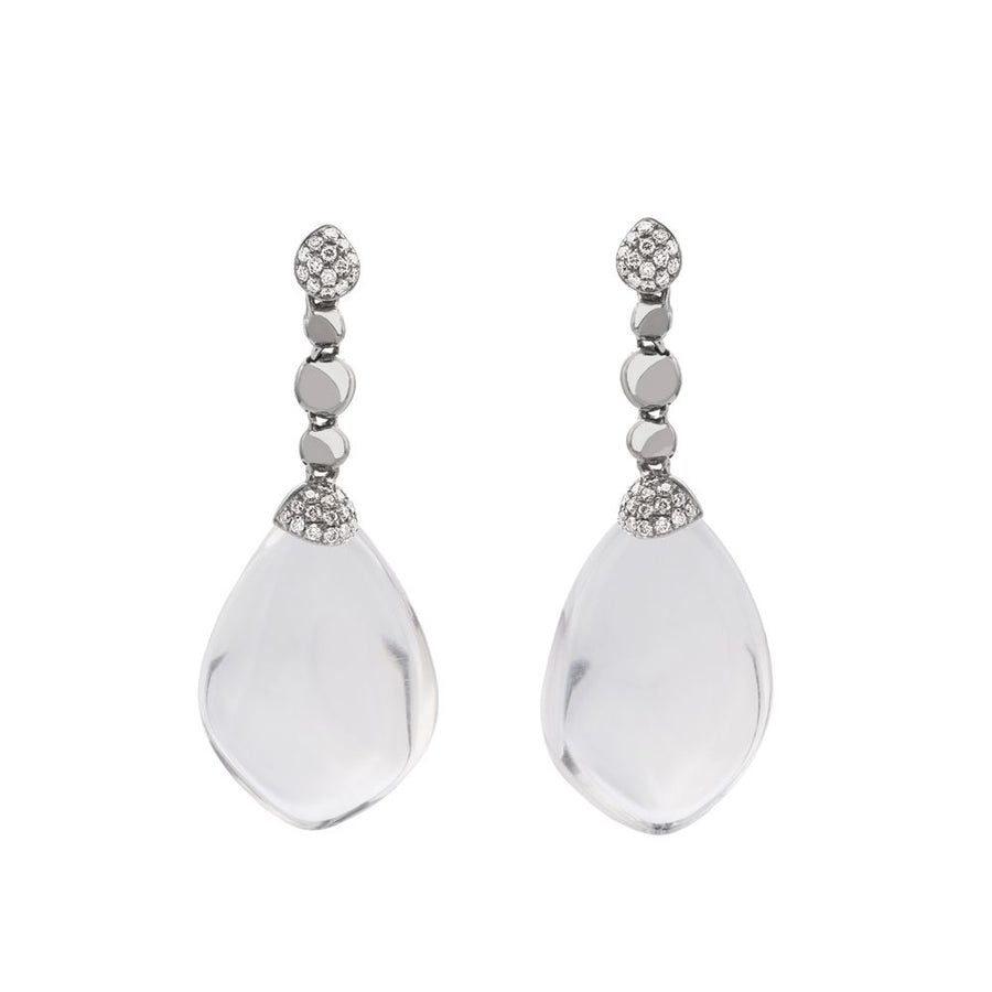 Michael Aram Molten Drop Earrings w/ Crystal & Diamonds in Sterling Silver