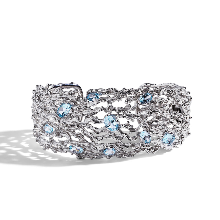 Michael Aram Ocean Cuff Bracelet with Blue Topaz and Diamonds