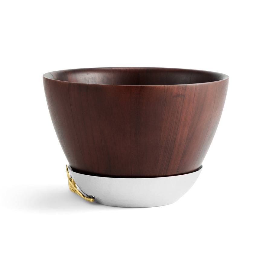 Michael Aram Olive Branch Gold Wood Bowl