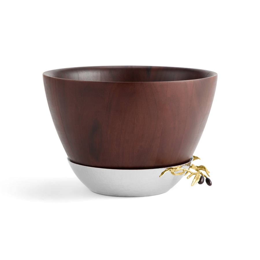 Michael Aram Olive Branch Gold Wood Bowl
