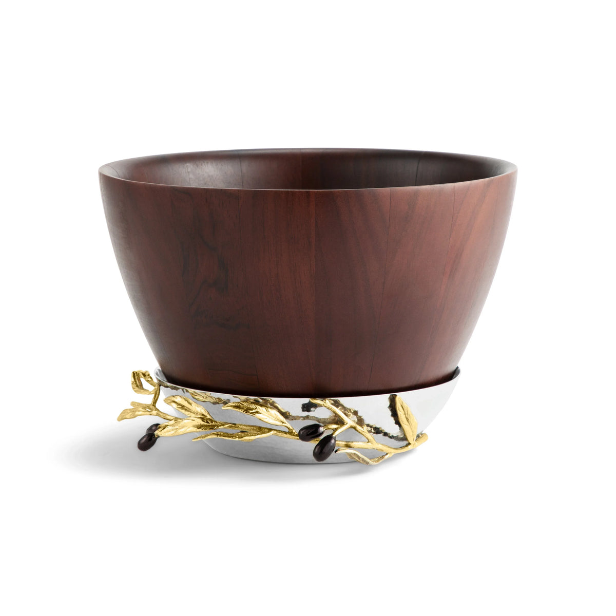 Michael Aram Olive Branch Gold Wood Bowl