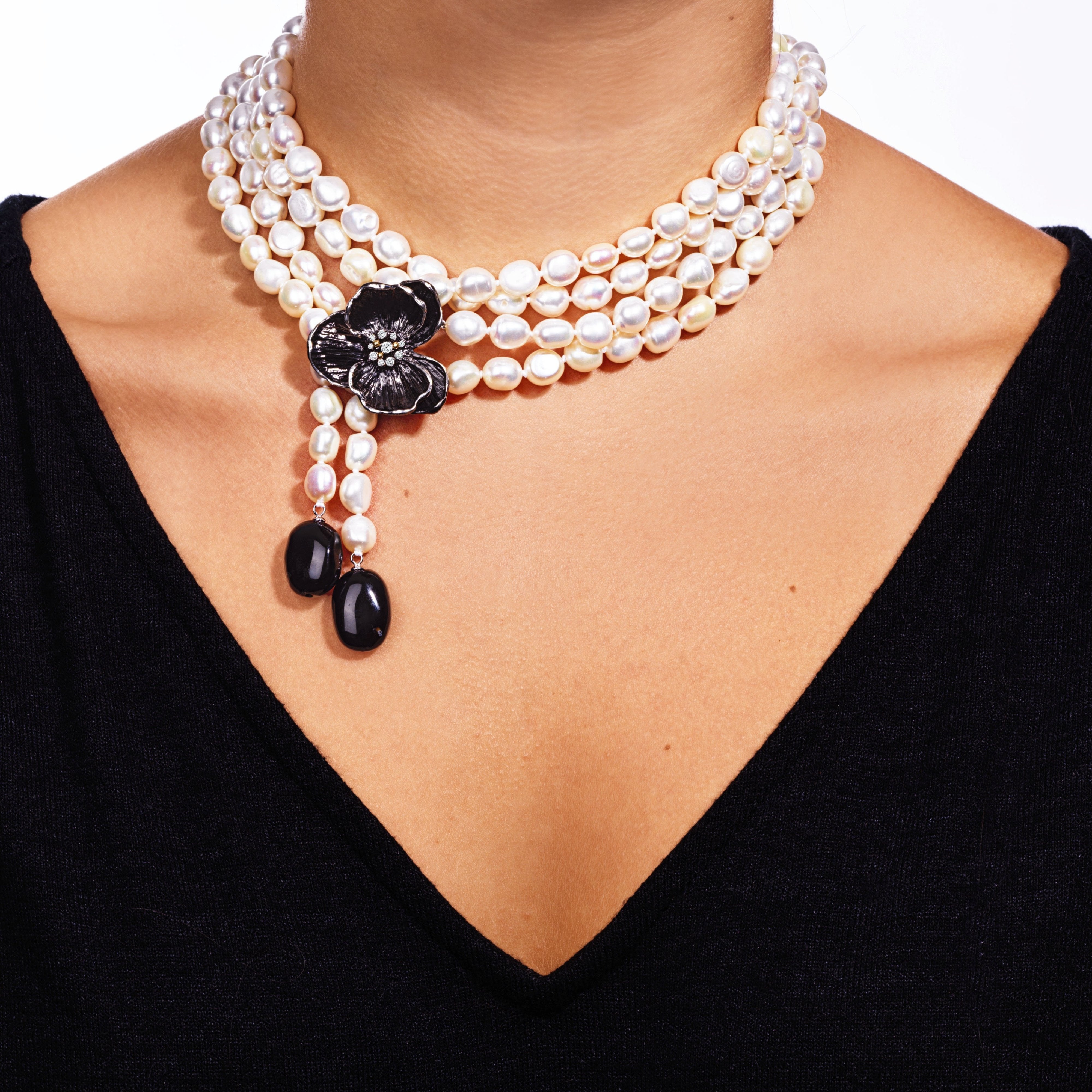 Onyx & Pearl Necklace hotsell