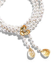 Michael Aram Orchid Lariat Necklace with Pearls, Rutilized Quartz and Diamonds