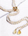 Michael Aram Orchid Lariat Necklace with Pearls, Rutilized Quartz and Diamonds