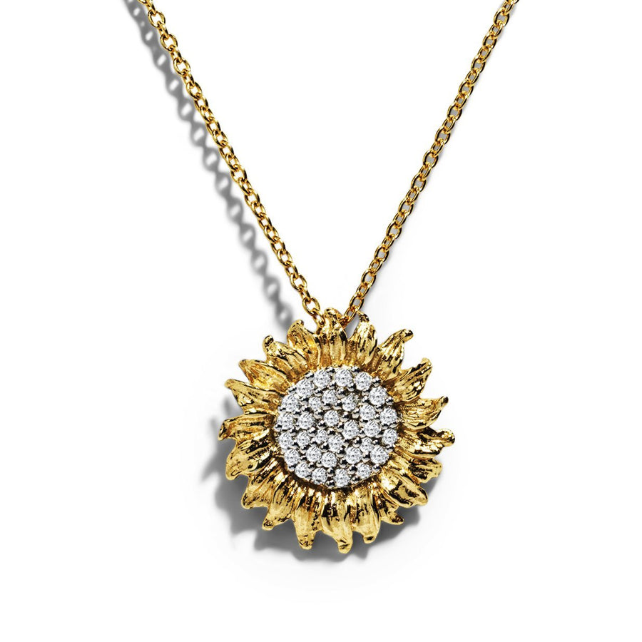 Swarovski Crystal Blue Sunflower Silver Necklace – Amour Design Jewellery